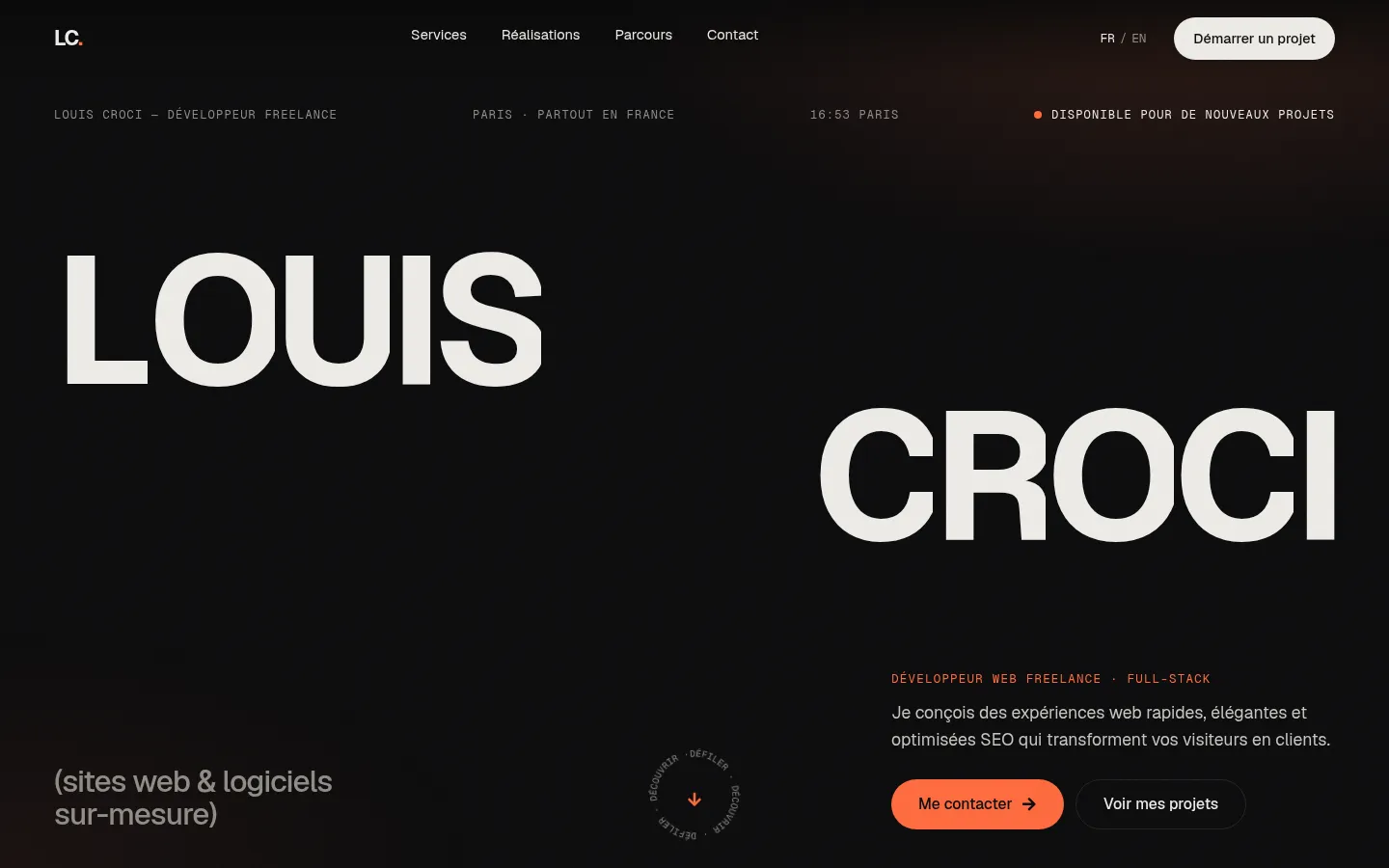 Accueil du portfolio