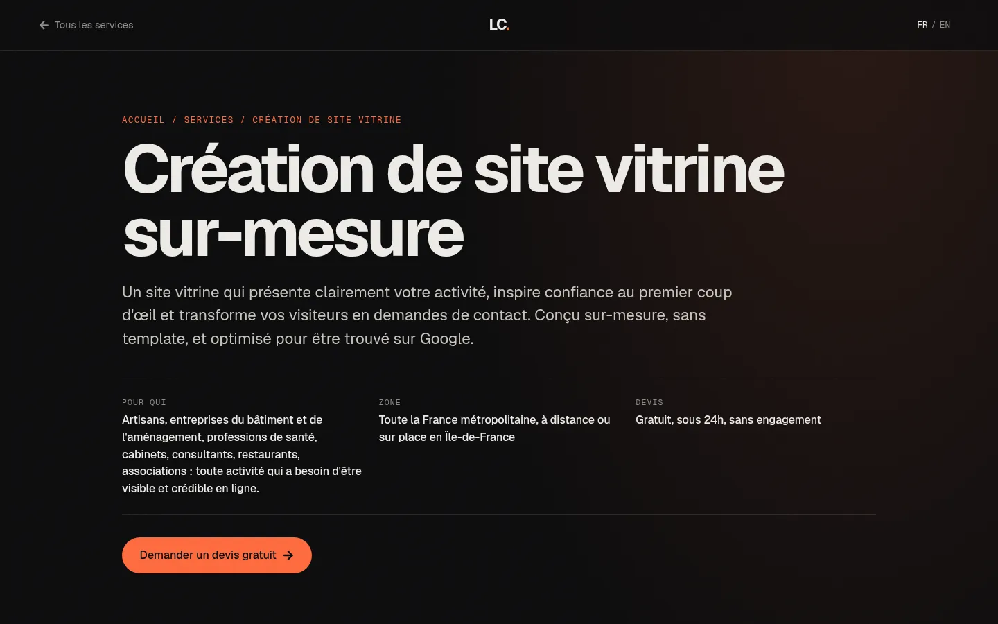 Une page de service